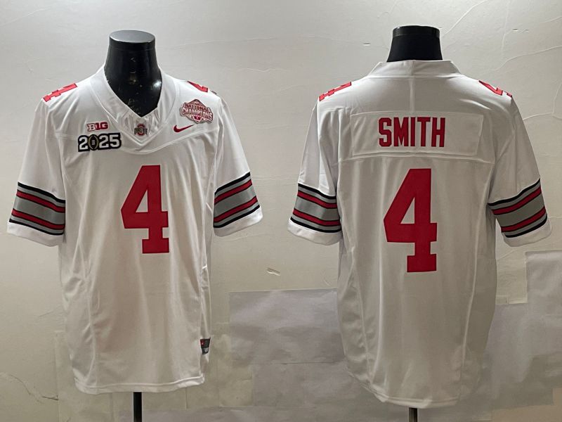 Men Ohio State Buckeyes #4 Smith White Three generations Nike 2025 NCAA Jersey style 2->ncaa teams->NCAA Jersey